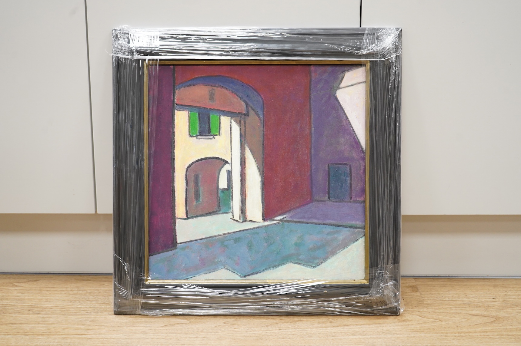 Robin Holtom (b.1944), ‘Arches, Sienna’, abstract view, monogrammed and inscribed verso, oil on canvas, 39 x 39cm